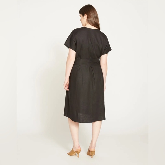 Universal Standard Tulip Hem Linen Wrap Dress - Picture 3 of 4